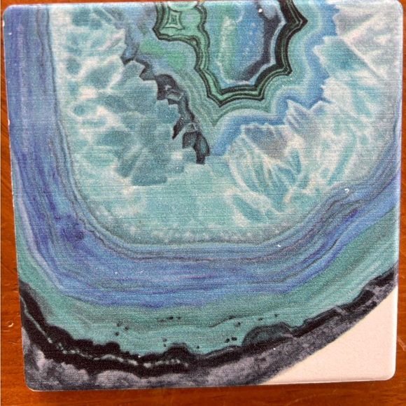 Thirstystone Blue Agate Style Stone Coasters – Set of 4 – Cork Backed - Picture 2 of 4